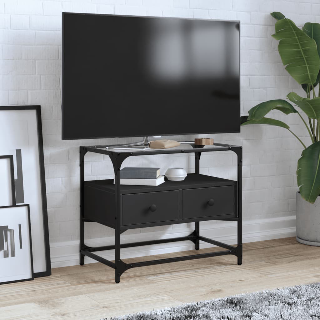 Tv Skříňka Se Skleněnou Deskou Šedá Sonoma 98X35X51 Cm Kompozit