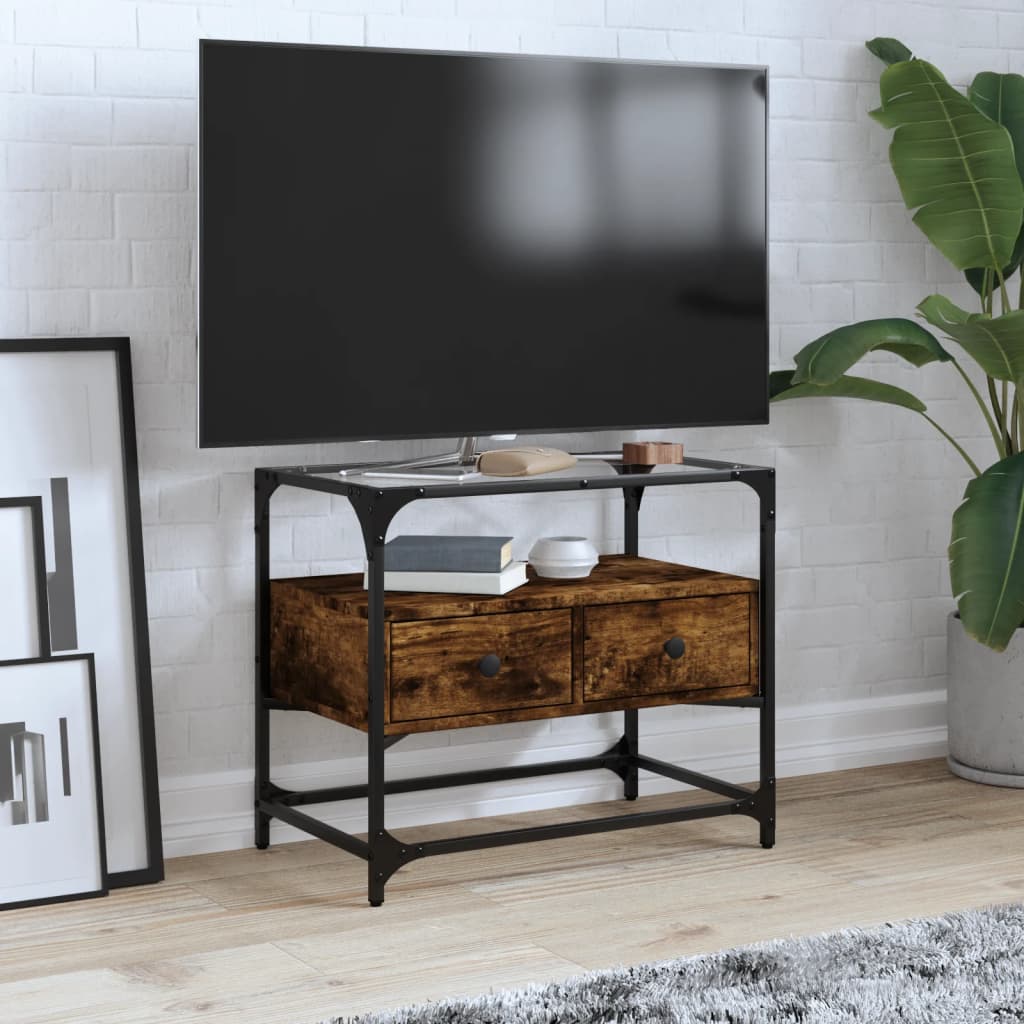 Tv Skříňka Se Skleněnou Deskou Šedá Sonoma 98X35X51 Cm Kompozit