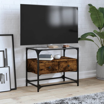 Tv Skříňka Se Skleněnou Deskou Šedá Sonoma 98X35X51 Cm Kompozit