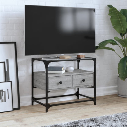 Tv Skříňka Se Skleněnou Deskou Šedá Sonoma 98X35X51 Cm Kompozit