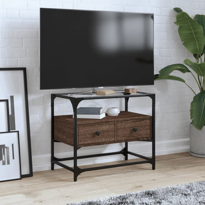 Tv Skříňka Se Skleněnou Deskou Šedá Sonoma 98X35X51 Cm Kompozit