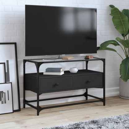 Tv Skříňka Se Skleněnou Deskou Šedá Sonoma 98X35X51 Cm Kompozit