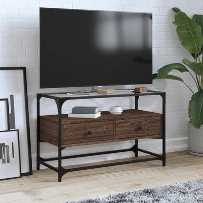 Tv Skříňka Se Skleněnou Deskou Šedá Sonoma 98X35X51 Cm Kompozit