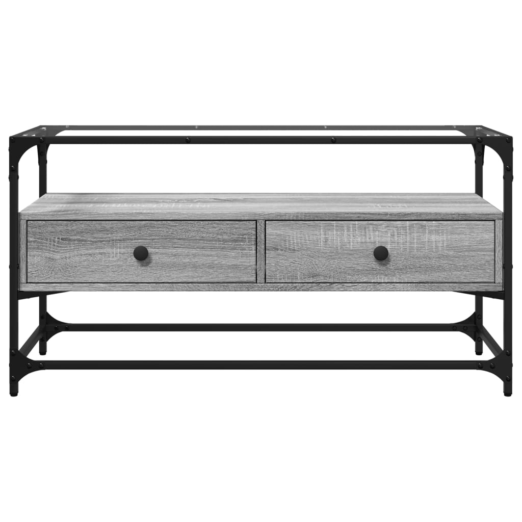Tv Skříňka Se Skleněnou Deskou Šedá Sonoma 98X35X51 Cm Kompozit