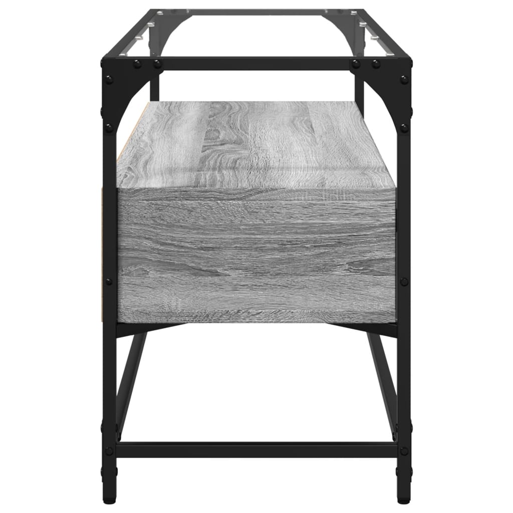 Tv Skříňka Se Skleněnou Deskou Šedá Sonoma 98X35X51 Cm Kompozit