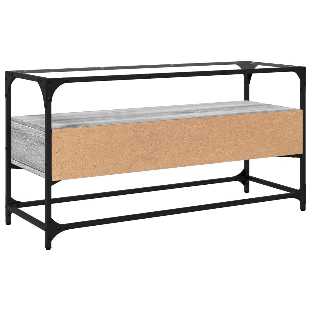 Tv Skříňka Se Skleněnou Deskou Šedá Sonoma 98X35X51 Cm Kompozit