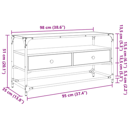 Tv Skříňka Se Skleněnou Deskou Šedá Sonoma 98X35X51 Cm Kompozit