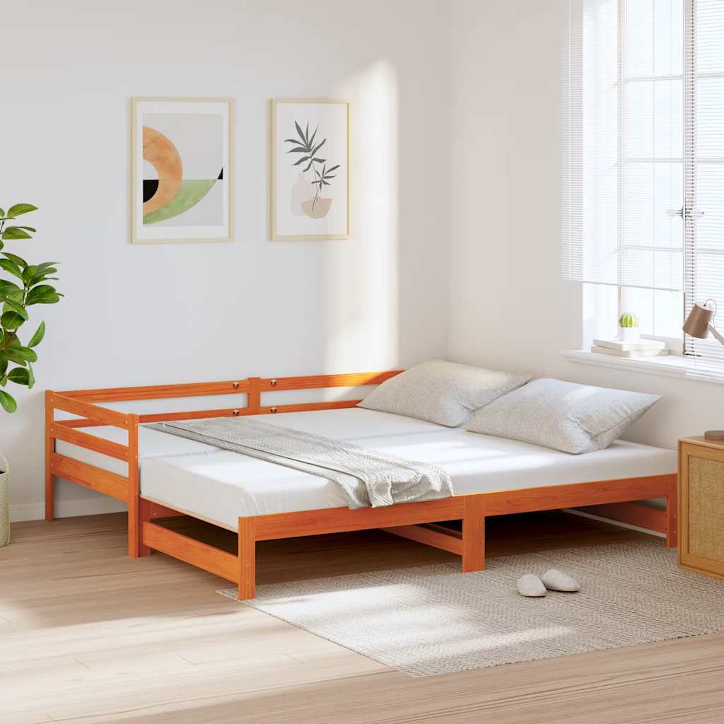 Válenda S Přistýlkou Voskově Hnědá 90 X 200 Cm Masivní Borovice