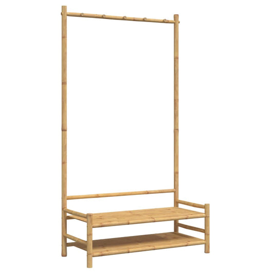 Stojan Na Oblečení S Policemi 103 X 40 X 183 Cm Bambus Hnědá A Bílá