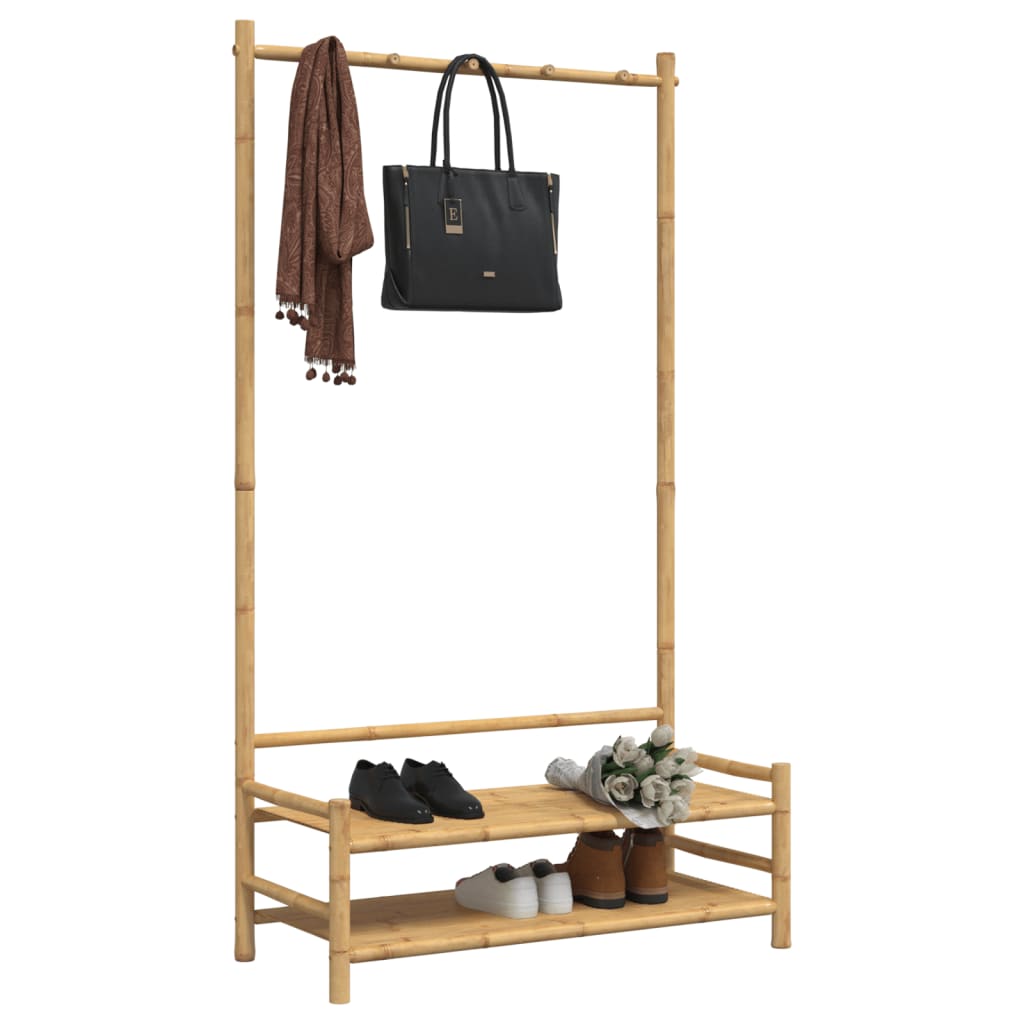 Stojan Na Oblečení S Policemi 103 X 40 X 183 Cm Bambus Hnědá A Bílá