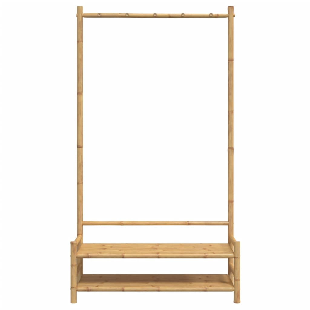 Stojan Na Oblečení S Policemi 103 X 40 X 183 Cm Bambus Hnědá A Bílá