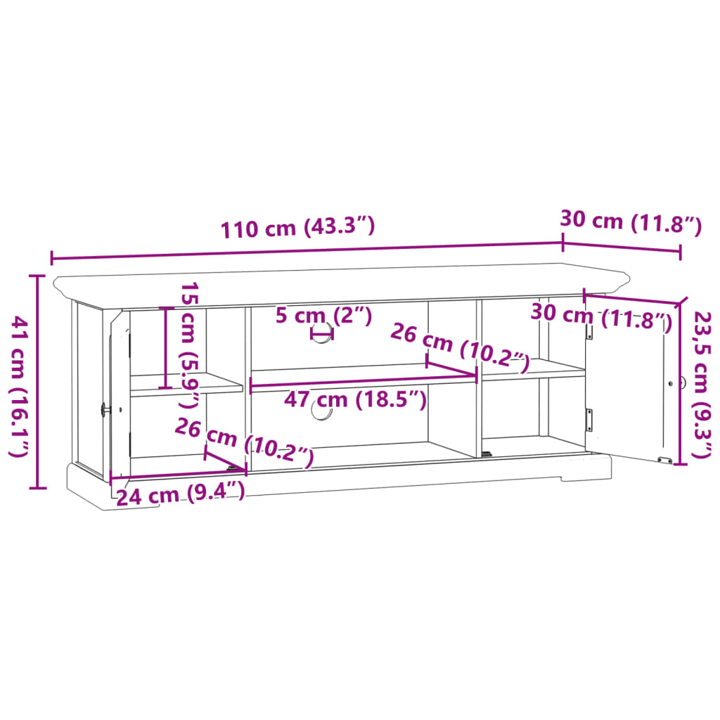 Tv Skříňka Bílá 110 X 30 X 41 Cm Kompozitní Dřevo