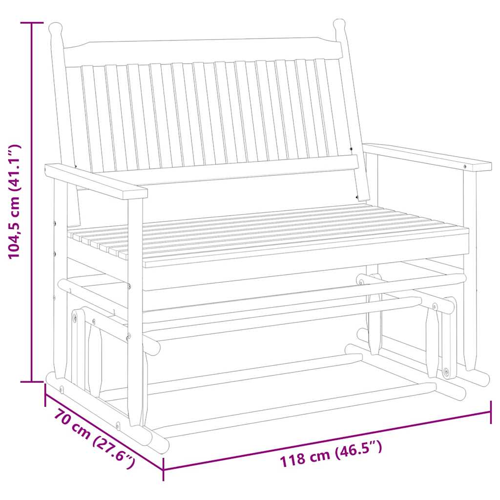 Lavice Glider 118 X 70 X 104,5 Cm Masivní Topolové Dřevo