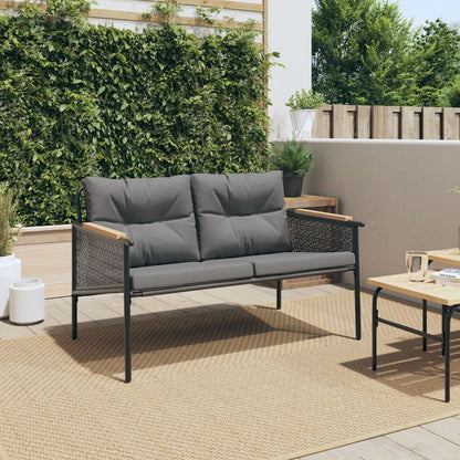 Zahradní Lavice S Poduškami 116 Cm Černá Ocel