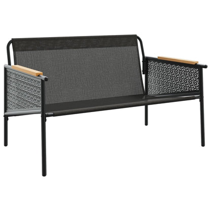 Zahradní Lavice S Poduškami 116 Cm Černá Ocel