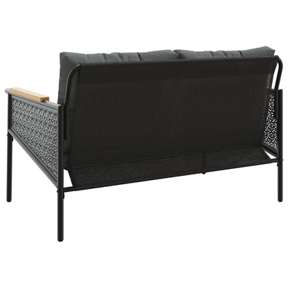 Zahradní Lavice S Poduškami 116 Cm Černá Ocel