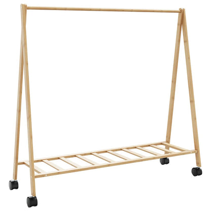 Stojan Na Oblečení S Policemi A Kolečky 106X34X106,5 Cm Bambus