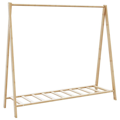 Stojan Na Oblečení S Policemi A Kolečky 106X34X106,5 Cm Bambus