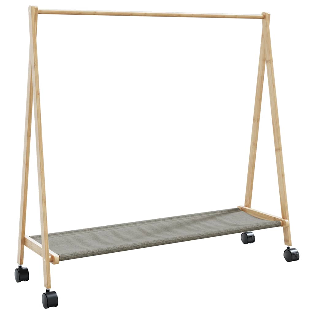 Stojan Na Oblečení S Policemi A Kolečky 106X34X106,5 Cm Bambus