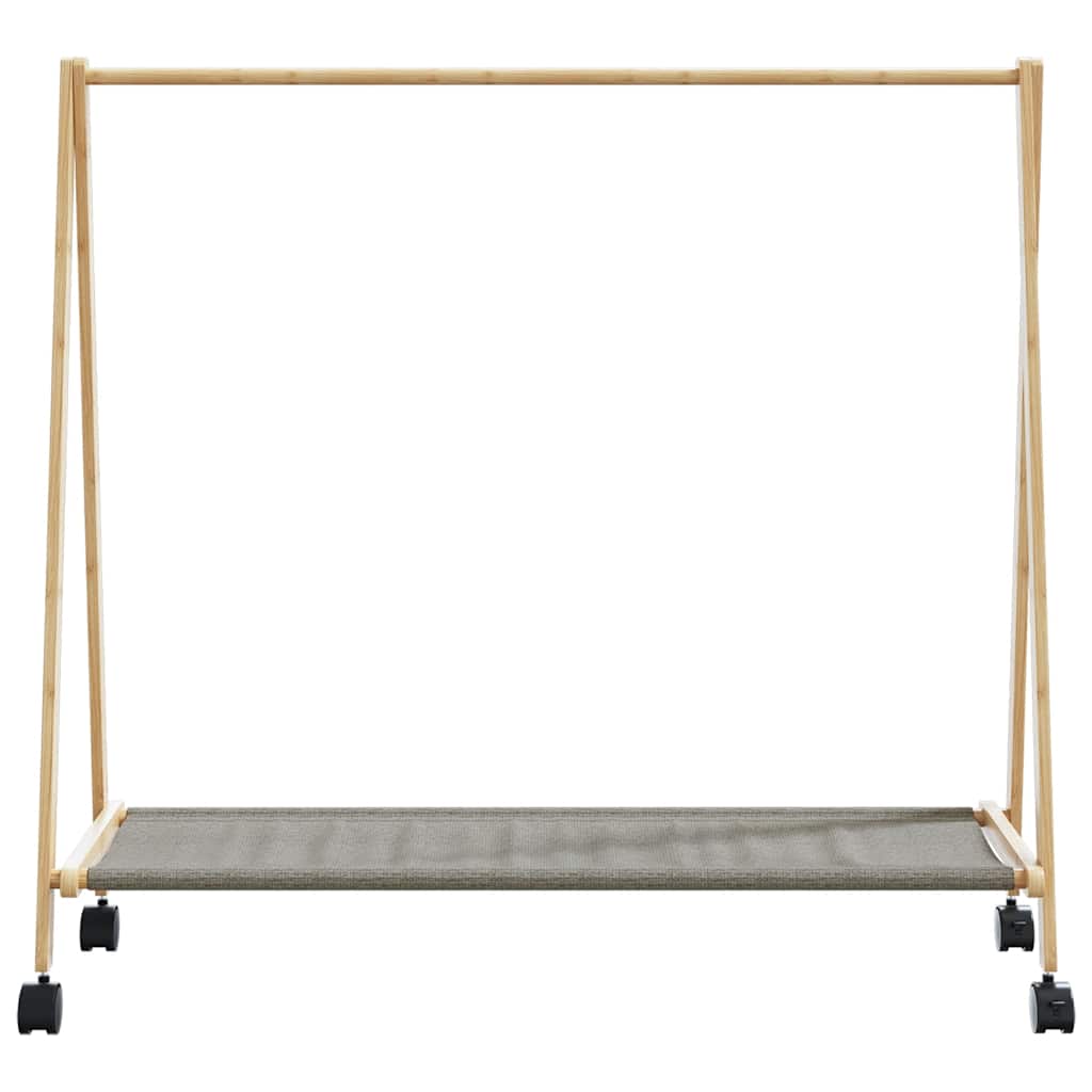 Stojan Na Oblečení S Policemi A Kolečky 106X34X106,5 Cm Bambus