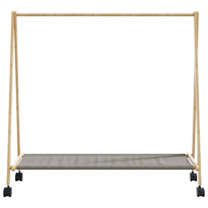 Stojan Na Oblečení S Policemi A Kolečky 106X34X106,5 Cm Bambus