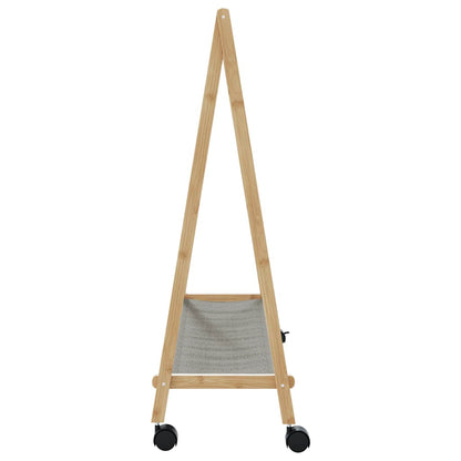 Stojan Na Oblečení S Policemi A Kolečky 106X34X106,5 Cm Bambus