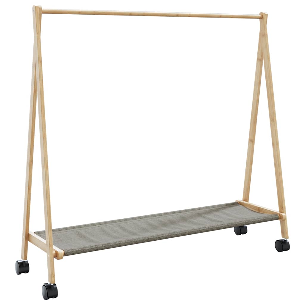 Stojan Na Oblečení S Policemi A Kolečky 106X34X106,5 Cm Bambus