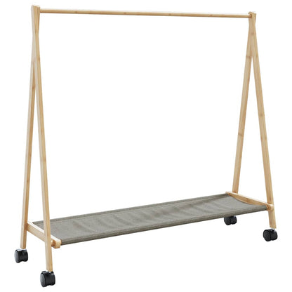 Stojan Na Oblečení S Policemi A Kolečky 106X34X106,5 Cm Bambus