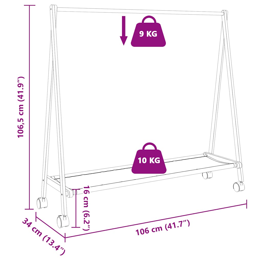 Stojan Na Oblečení S Policemi A Kolečky 106X34X106,5 Cm Bambus
