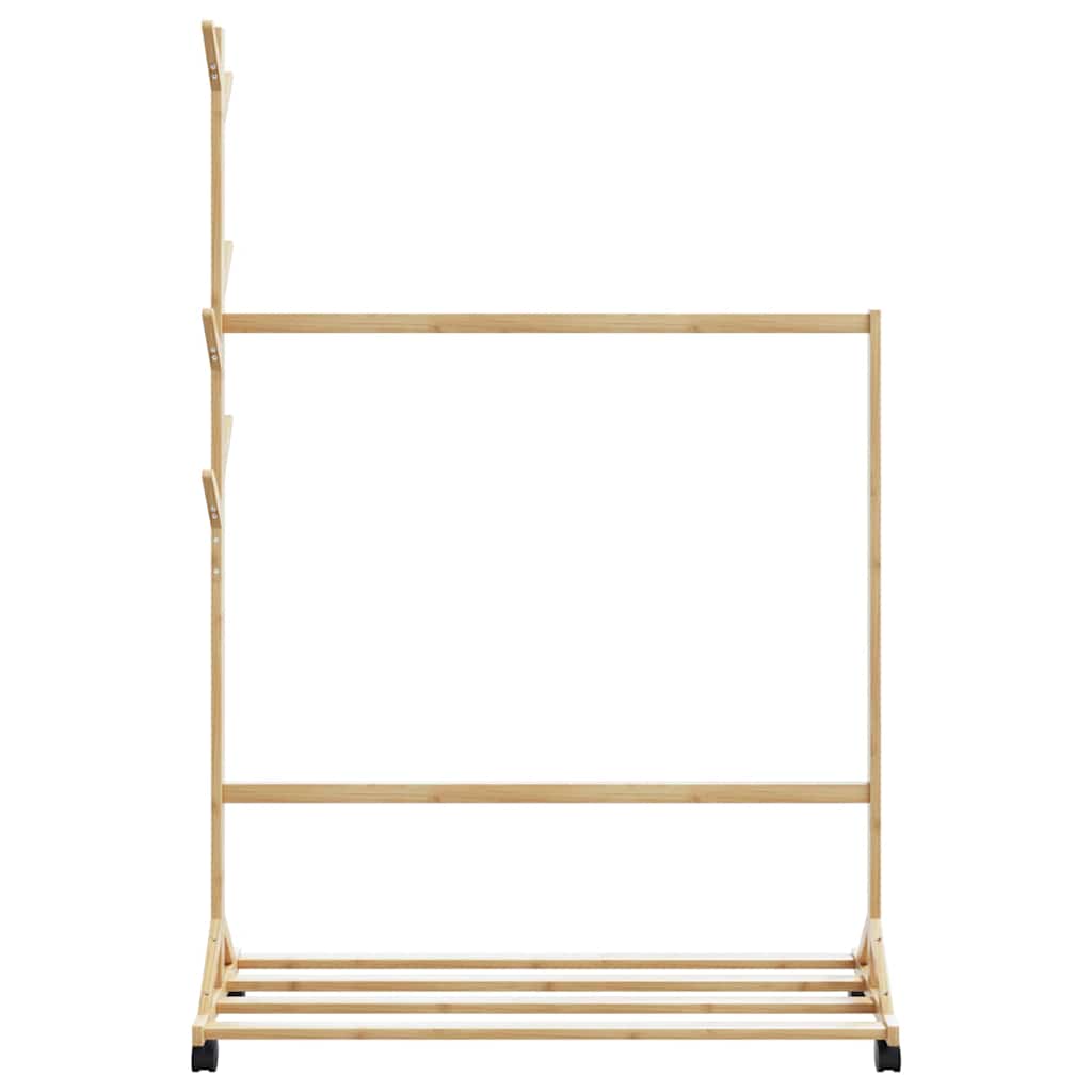 Stojan Na Oblečení S Háčky A Kolečky 100X35X157 Cm Bambus
