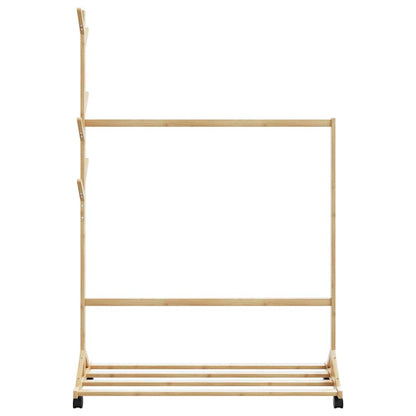 Stojan Na Oblečení S Háčky A Kolečky 100X35X157 Cm Bambus