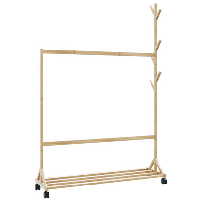 Stojan Na Oblečení S Háčky A Kolečky 100X35X157 Cm Bambus
