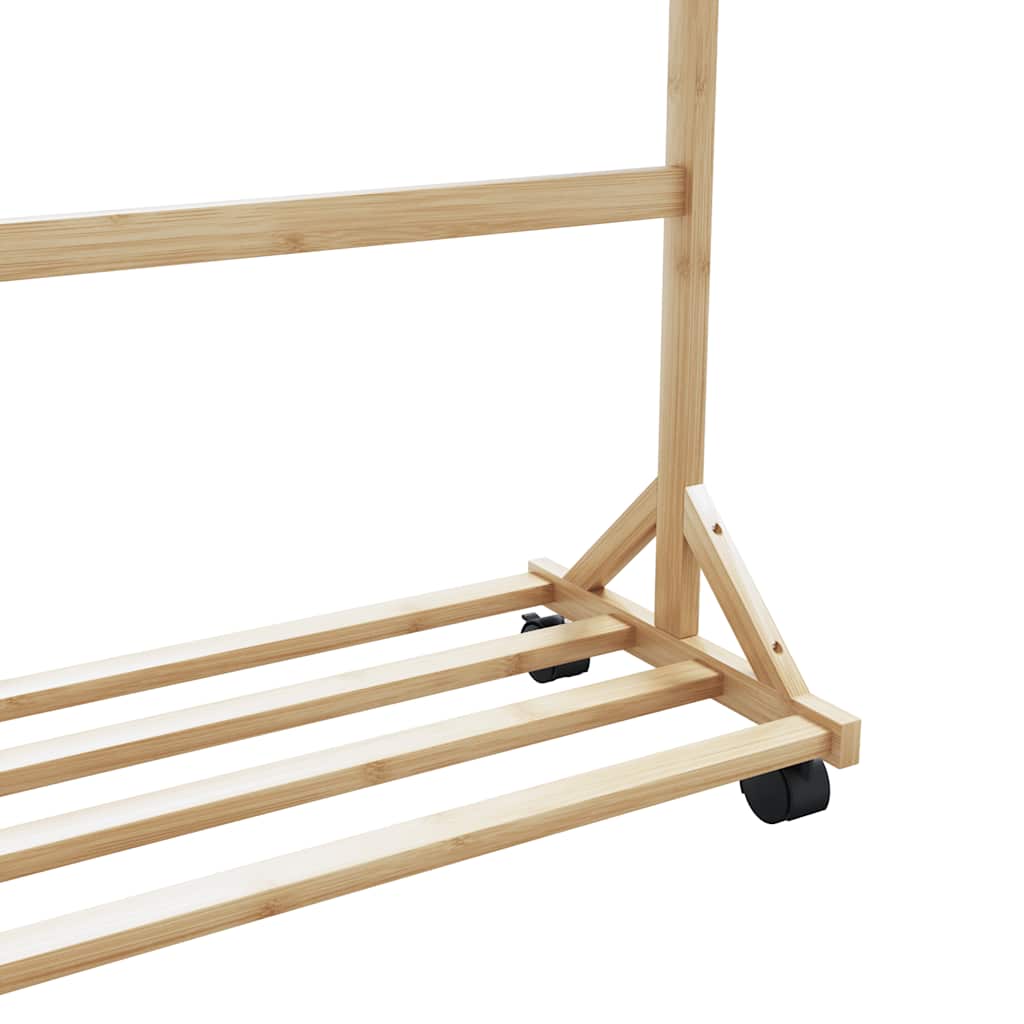 Stojan Na Oblečení S Háčky A Kolečky 100X35X157 Cm Bambus