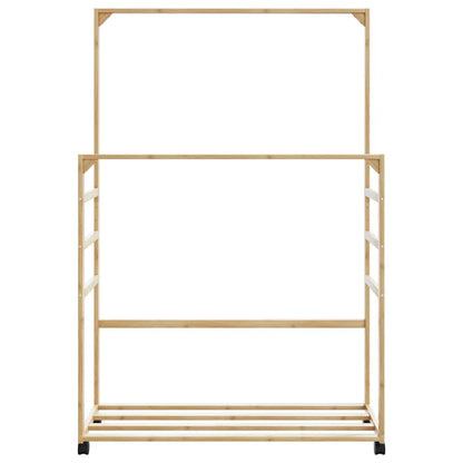 Stojan Na Oblečení S Policemi A Kolečky 90X35X155 Cm Bambus Dub Sonoma