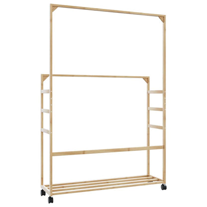 Stojan Na Oblečení S Policemi A Kolečky 90X35X155 Cm Bambus Dub Sonoma