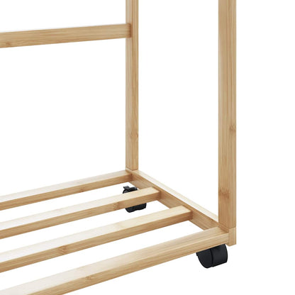Stojan Na Oblečení S Policemi A Kolečky 90X35X155 Cm Bambus Dub Sonoma