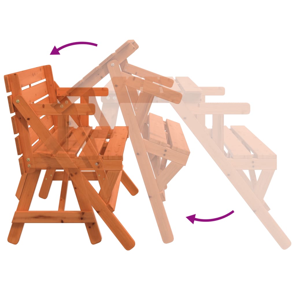 Piknikový Stůl S Lavicemi Masivní Jedle 2 V 1 Konvertibilní