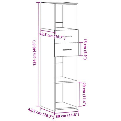 Skříň Highboard Bílá 30 X 42,5 X 124 Cm Kompozitní Dřevo