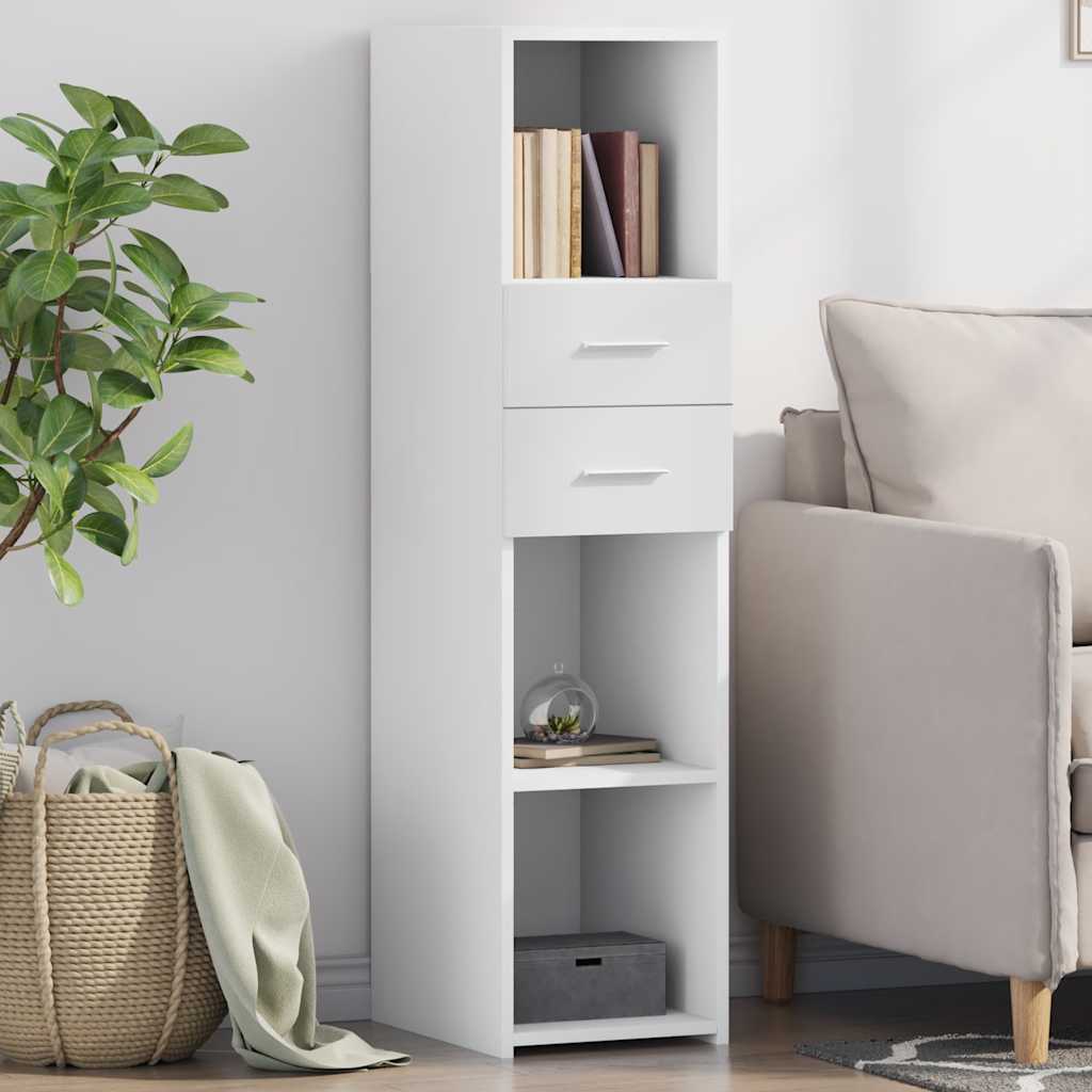 Skříň Highboard Bílá 30 X 42,5 X 124 Cm Kompozitní Dřevo