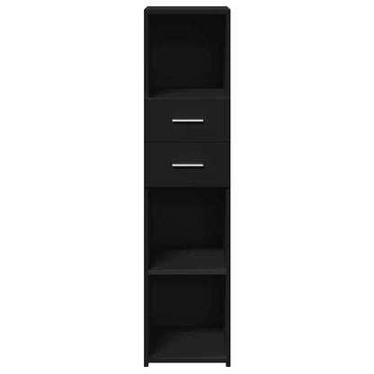 Skříň Highboard Černá 30 X 42,5 X 124 Cm Kompozitní Dřevo