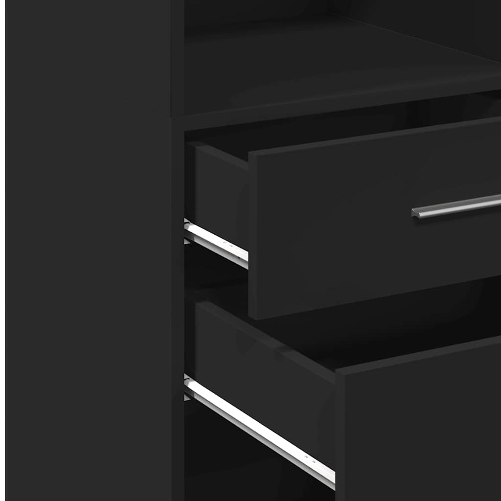 Skříň Highboard Černá 30 X 42,5 X 124 Cm Kompozitní Dřevo