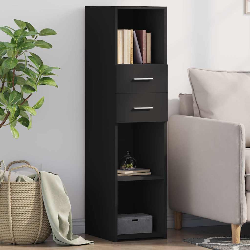 Skříň Highboard Černá 30 X 42,5 X 124 Cm Kompozitní Dřevo