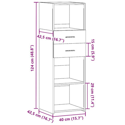 Skříň Highboard Šedá Sonoma 40 X 42,5 X 124 Cm Kompozitní Dřevo