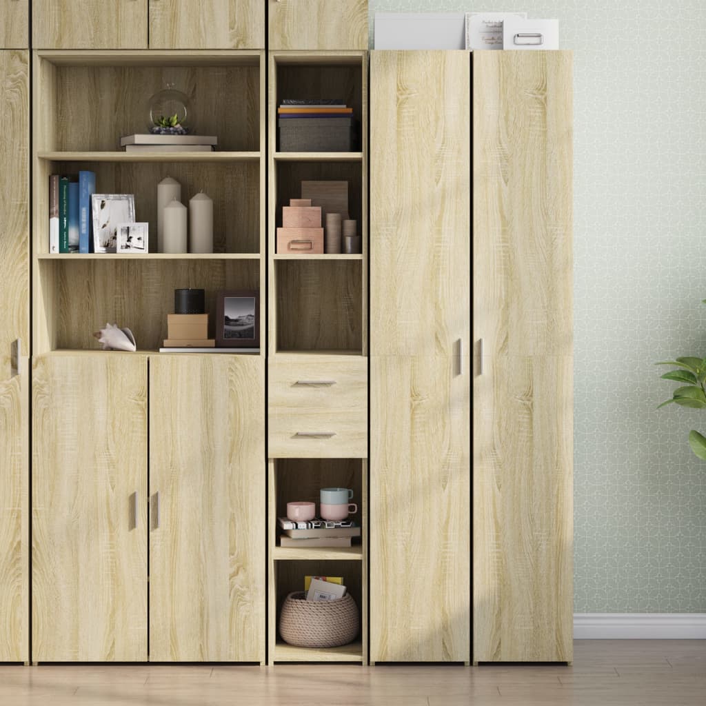 Skříň Highboard Šedá Sonoma 30 X 42,5 X 185 Cm Kompozitní Dřevo