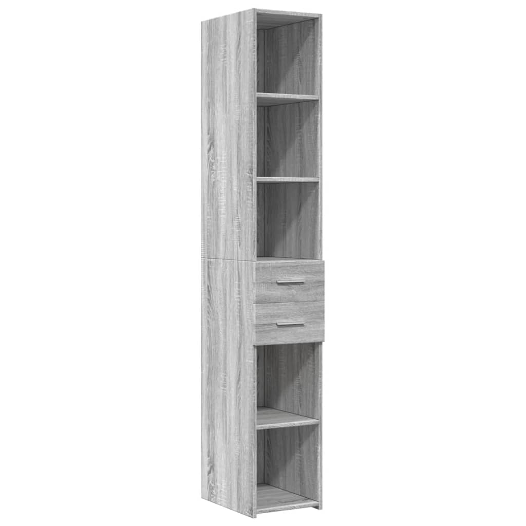 Skříň Highboard Šedá Sonoma 30 X 42,5 X 185 Cm Kompozitní Dřevo