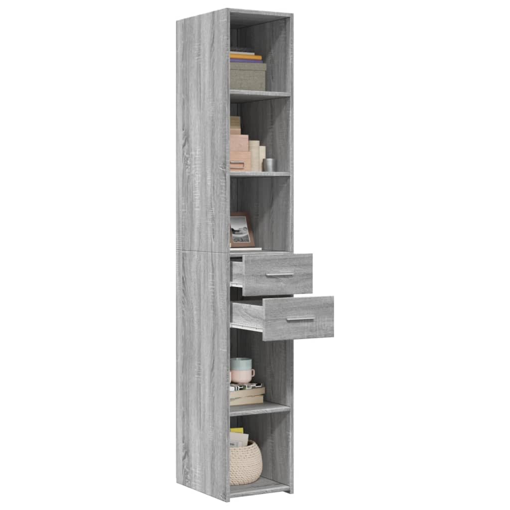 Skříň Highboard Šedá Sonoma 30 X 42,5 X 185 Cm Kompozitní Dřevo