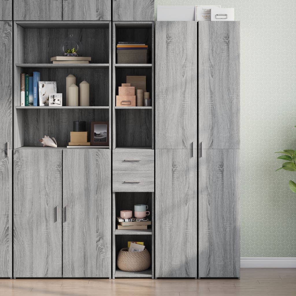 Skříň Highboard Šedá Sonoma 30 X 42,5 X 185 Cm Kompozitní Dřevo