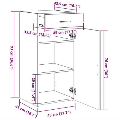 Příborník Betonově Šedý 45 X 42,5 X 93 Cm Kompozitní Dřevo