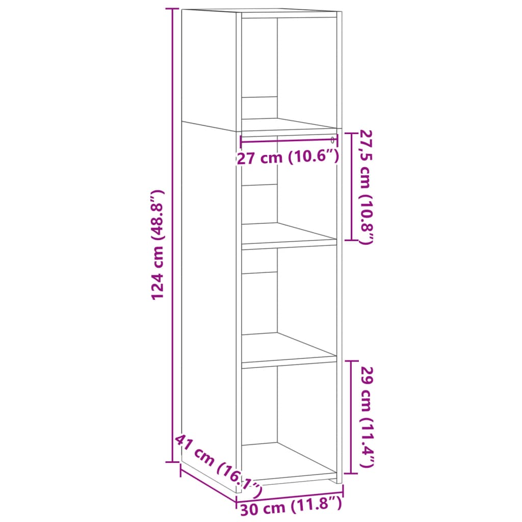 Skříň Highboard 30 X 41 X 124 Cm Kompozitní Dřevo