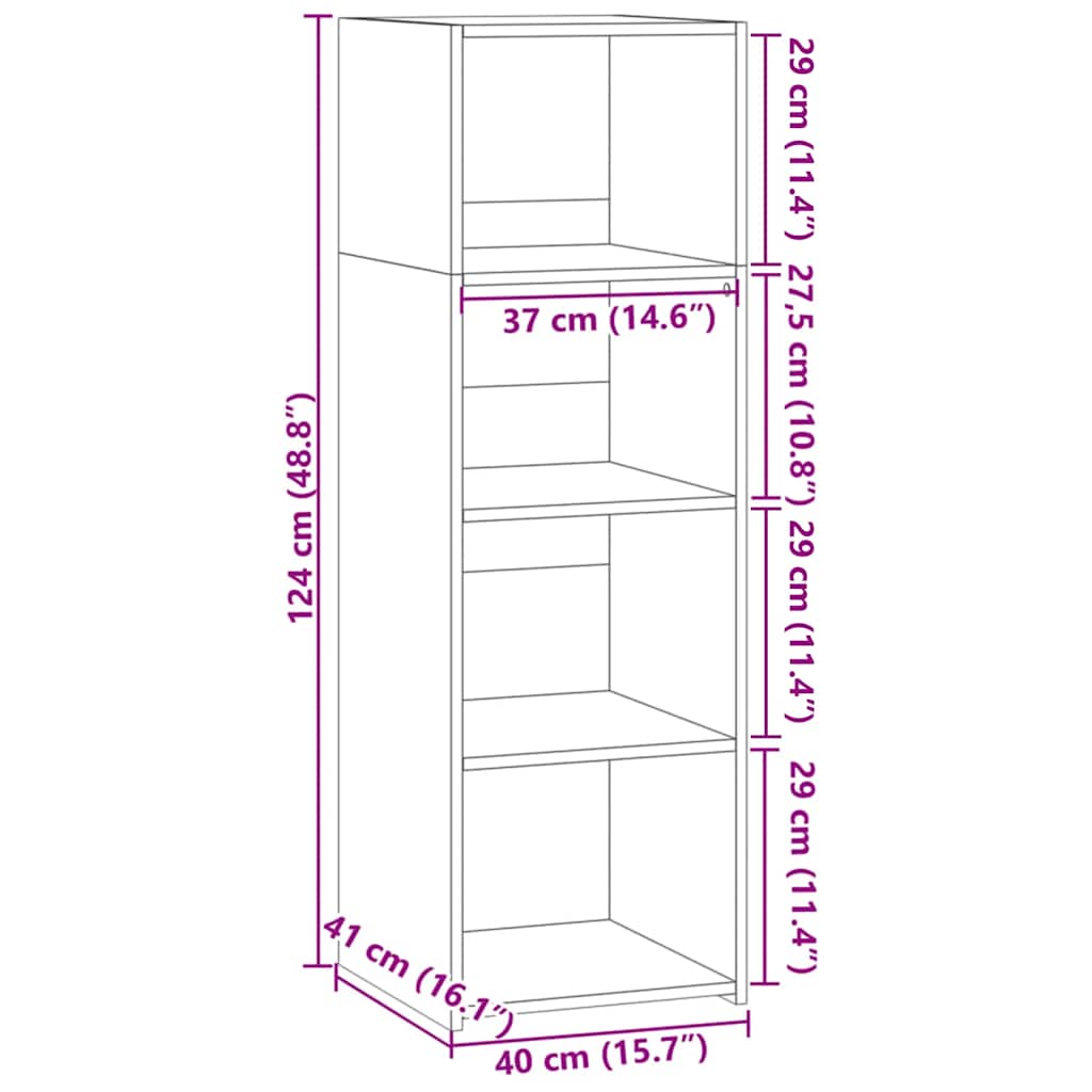 Skříň Highboard 40 X 41 X 124 Cm Kompozitní Dřevo